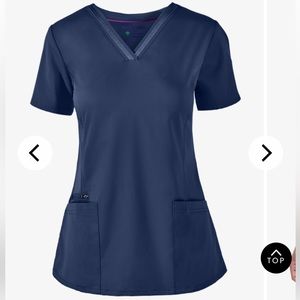 Purple Label Healing Hands Jasmine Navy Scrub Top - 2x